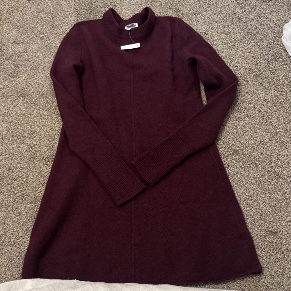 Madewell Long-Sleeve Knit Dress in Deep Burgundy